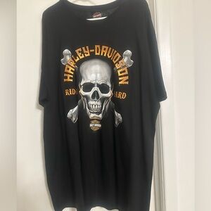 Harley-Davidson Black and Orange Skull Tee XL